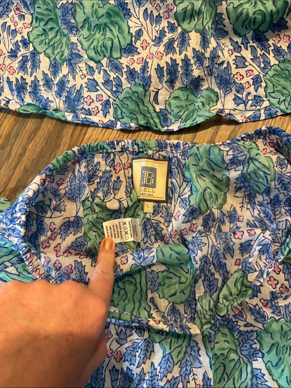 Floral Leaf Print Cami & Shorts Pajama Set - Green & Blue - Picture 2 of 4